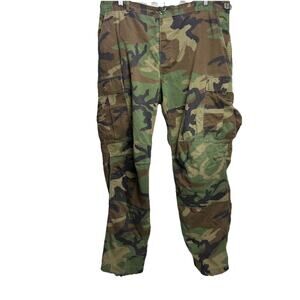 US Military Pants Men's L Regular Cargo Double Knee Woodland Camo Army Uniform